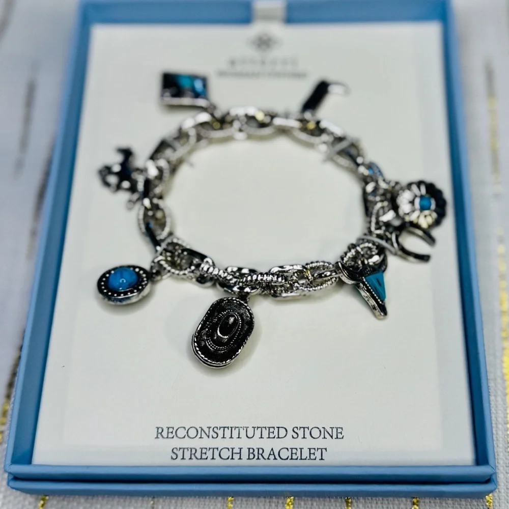 Atterri Turquoise Charm Stretch Bracelet | Western Cowgirl Jewelry - Picture 4 of 4